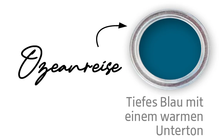 Farbtopf mit Farbton Ozeanreise aus der Farbfamilie Blau