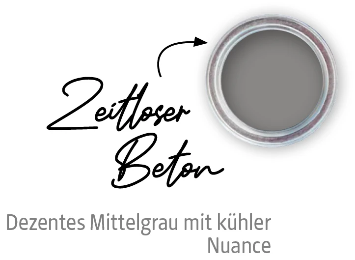 Farbtopf mit Farbton Zeitloser Beton aus der Farbfamilie Grau