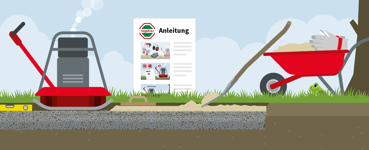 Skizzierte Abbildung schwerer Geräte zum Verdichten eines Bodens; Anleitung zum Boden verdichten