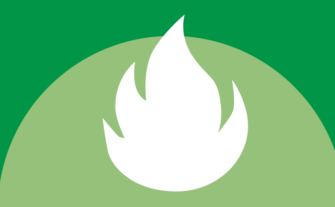 Feuersymbol auf grünen Hintergrund