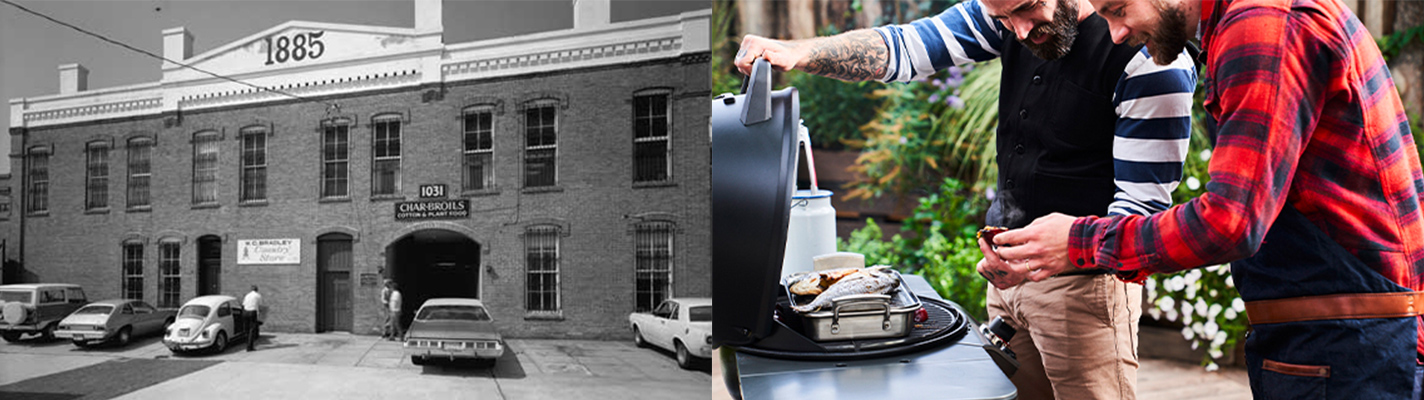 Darstellung von zwei Männern die Grillen