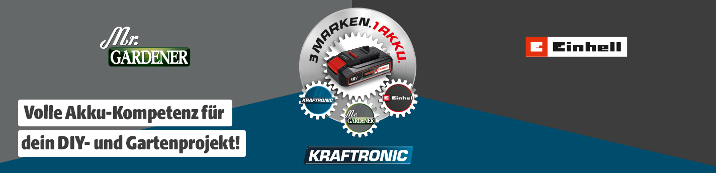 Volle Akku-Kompetenz für Dein DIY- und Gartenprojekt mit drei verschiedenen Marken