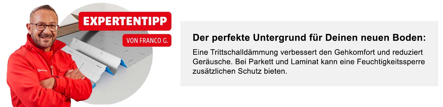 Eine darstellung von einem Experten mit einem Expertentopp für den perfekten Untergrund für Deinen neuen Boden