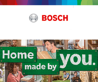 Bosch Banner zum Thema "Home made by you" mit vielen aneinander geschnittenen Bildern